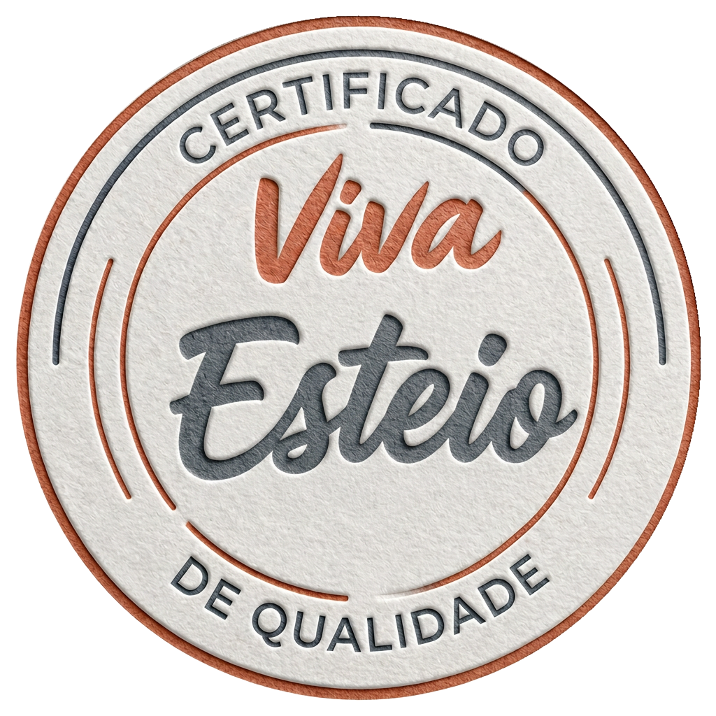Selo circular Certificado Viva Esteio de Qualidade em relevo